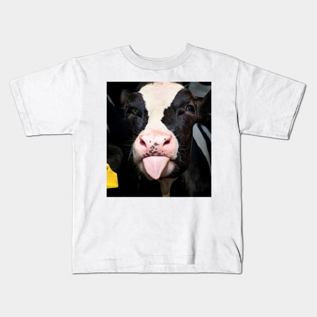 Close Up Of Little Calf Cow Funny Cute Cow Kids T-Shirt by Karin Wright